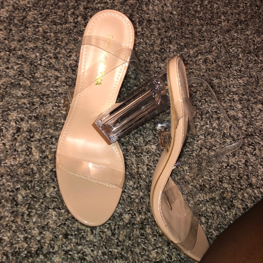 Fashion nova nude /clear heels